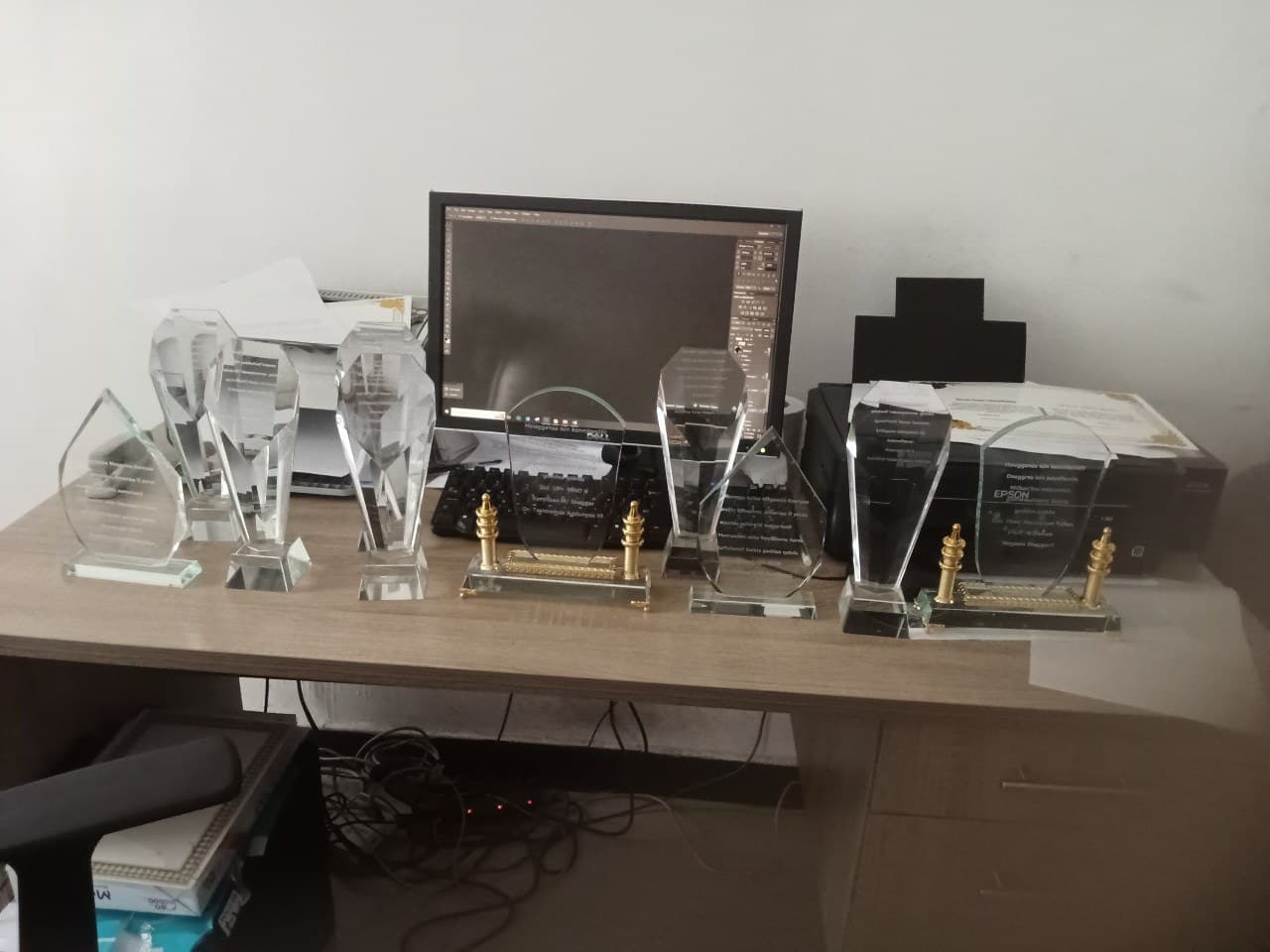 Crystal glass awards ready for delivery